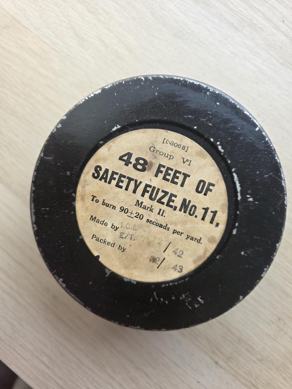 Engineers/ SOE safety tin fuse. 1943.
